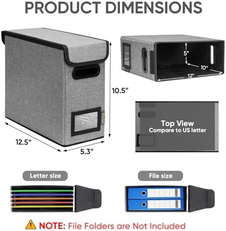 BALEINE File Organizer Box with Lid, Collapsible Hanging File Storage Box