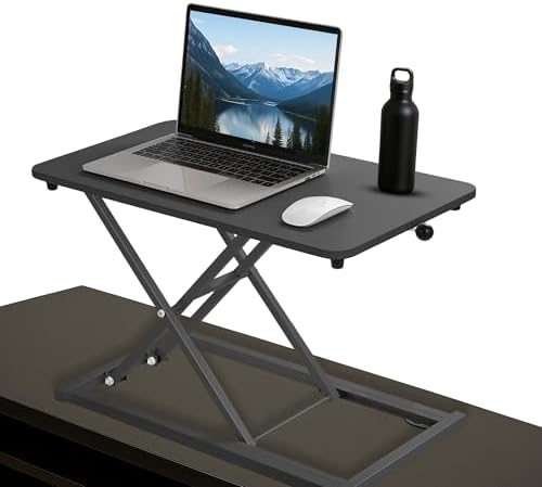 Standing Desk Converter 23.6" x 13.4", Adjustable Height 2.4"–15.7", Sit Stand Converter with Sturdy Steel Frame, Ergonomic Standing Desk Topper & Monitor or Laptop Riser for Home Office