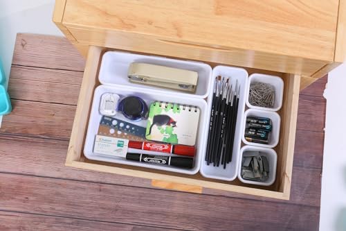 Kutesna 15PCS Interlocking Drawer Organizer, Plastic Desk Organizer Set