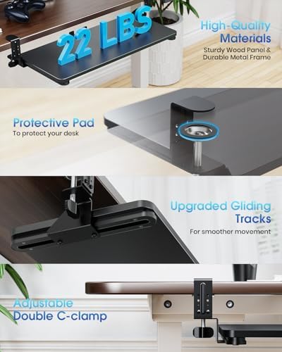 Large Keyboard Tray Under Desk, Pull Out Keyboard & Mouse Tray for Typing
