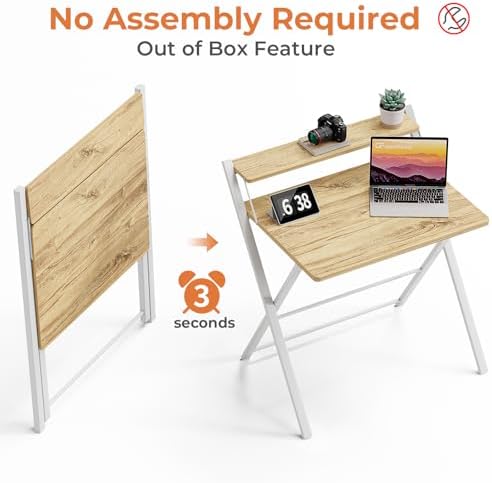 GreenForest Folding Desk No Assembly, Sturdy Computer Desk for Small Spaces