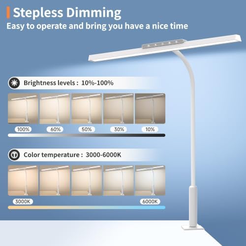 LED Desk Lamp with Clamp, 12W Brightness Office Desk Light for Home Office