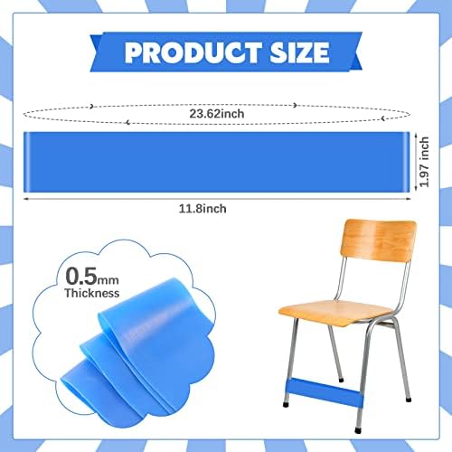 Charniol 24 Pcs Classroom Chair Bands for Kids with Fidgety Feet Bouncy Fidget Bands for Classroom Chair Flexible Seating for School Students Adhd Sensory Needs(Blue, 0.5 mm)