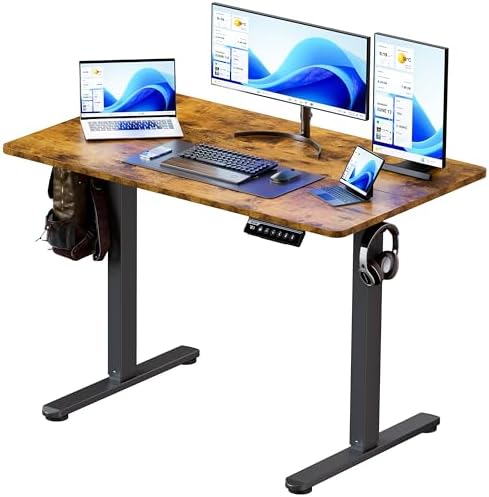 BIZUM 40x24 Inch Electric Standing Desk with Memory Presets, Quiet Motor Height Adjustable Stand Up Desk for Home Office & Gaming, Ergonomic Sit Stand Workstation, Rustic Brown