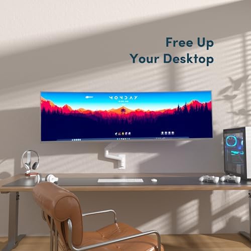 Heavy-Duty Monitor Wall Mount for 17-49" Ultrawide Screens, White