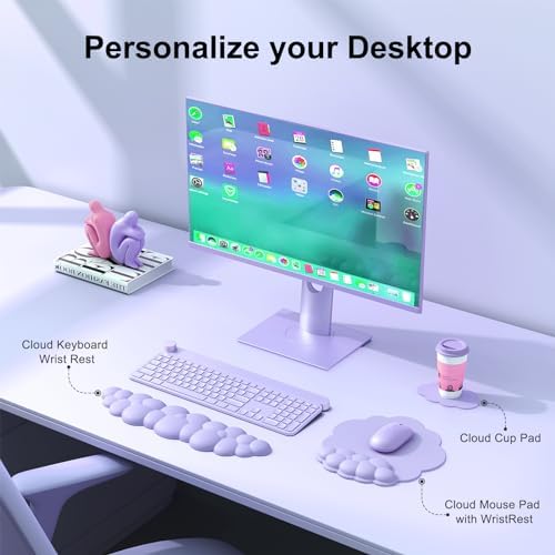 MOKURU Cloud Mouse Pad with Wrist Rest, Cloud Keyboard Wrist Rest, Mouse Pad Wrist Support, Ergonomic Keyboard Mouse Wrist Support (Purple)