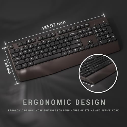 MPTOG Ergonomic Wireless Keyboard and Mouse Combo, Coffee