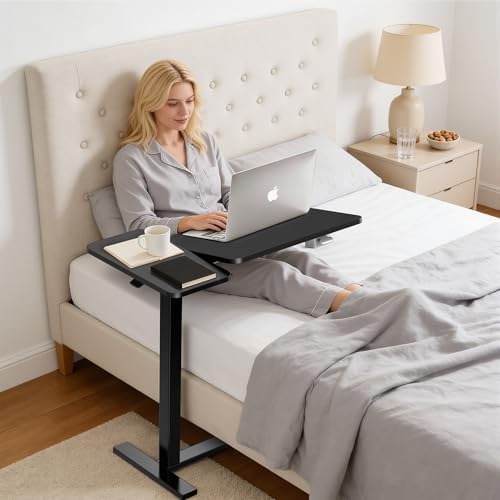 Mobile Standing Desk, Rolling Desk Adjustable Height, Tilting Laptop Table