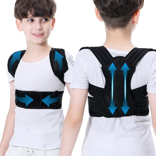 Posture Corrector for Kids and Teens, Adjustable Upper Back Brace, Children Humpback Corrector Shoulder Lumbar Support Back Straightener Providing Pain Relief from Neck, Shoulder, Upper and Lower Back