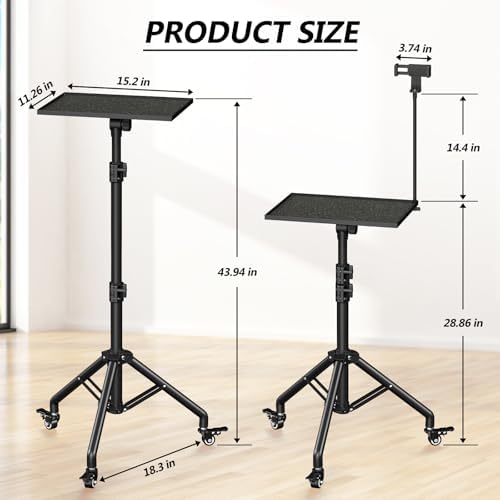 Facilife Projector Stand Tripod on Wheels, Adjustable Height 29-44 Inches, Laptop Tripod Stand Rolling, Heavy Duty Projector Tripod Metal Construction, Multifunctional for Office & Home (29-44 Inches)