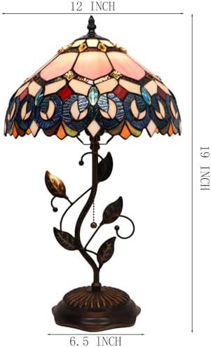 Tiffany Table Lamp Stained Glass Bedside Reading Light W12H19 inch