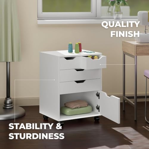 Winsome Halifax Mobile Storage Cabinet with 5 Drawers, White