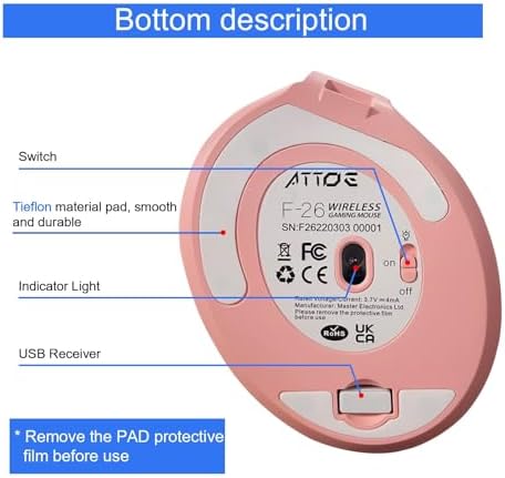 Wireless Vertical Ergonomic Optical Mouse, Pink Computer Mouse with 3 Adjustable DPI 1000/1600/ 2400, 5 Buttons for Laptop, Desktop, PC, MacBook