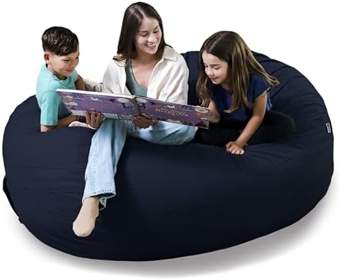 Big Joe Fuf 8Ft Giant Foam Bean Bag Chair, Oversized Couch with Removable Cover for Kids, Teens, Adults, Cobalt Lenox, Durable Woven Polyester, 8 Foot