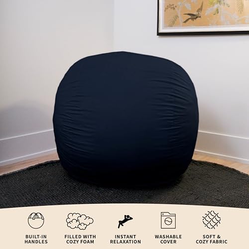 Big Joe Fuf Medium Foam Filled Bean Bag Chair with Removable Cover, Cobalt Lenox, Durable Woven Polyester, 3 feet Big