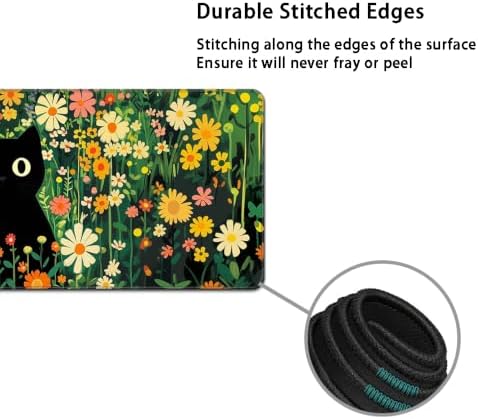 Desk Mat, Large Gaming Mouse Pad with Wrist Rest, 4 in1 XXL Mouse pad+Keyboard Wrist Rest+Mouse Pad Wrist Support+Cup Coaster Set, Ergonomic Desk Pad for Home Office,Floral Cat