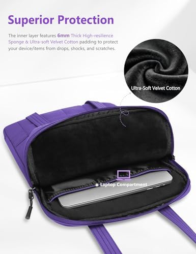 HYZUO 13.3-14 Inch Puffy Laptop Case Sleeve Padded Handbag, Midnight Purple