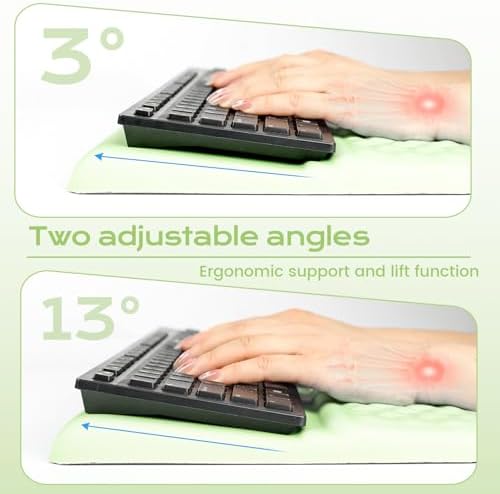 Keyboard Wrist Rest with Ergonomic Height - Computer Keyboard Stand & Soft Cushioned Pad for Wrist Pain Relief - Non-Slip Typing Support for Office, Gaming & Home(Green)