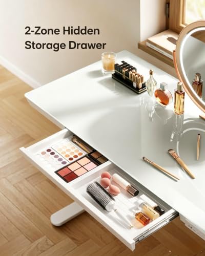 Marsail Glass Standing Desk, 55 x 28 Inch Electric Standing Desk,White