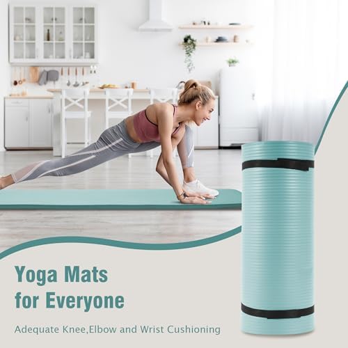 Fitvids 1 Inch Thick Yoga Mat 71x24 Inch - Non Slip Workout Mat with Carry Strap, Multiple Colors - Versatile Exercise Mat for Home, Gym, Pilates, Meditation - For All Skill Levels