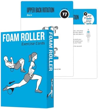 Foam Roller Workout Cards, 62 Exercises Cards Deck Large Size 5" x 3.5" Fitness Cards for Women & Men, Beginner Fitness Guide to Training Exercises at Home or Gym