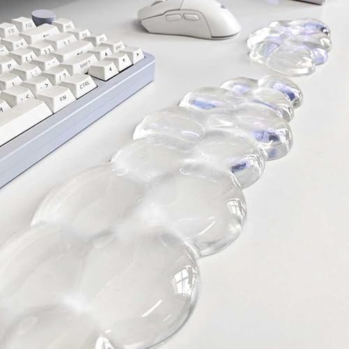 Mouse Pad with Wrist Rest, Soft Cloud Gel Keyboard Mouse Pad Set with Hand Wrist Support, Cute Non Slip Office Desk Accessories for Comfort/Pain Relief/Computer/Laptop (Clear Cloud)