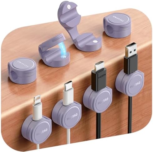 FLYLEAD 8-Pack Silicone Cord Organizer Magnetic Cable Clips, Adhesive