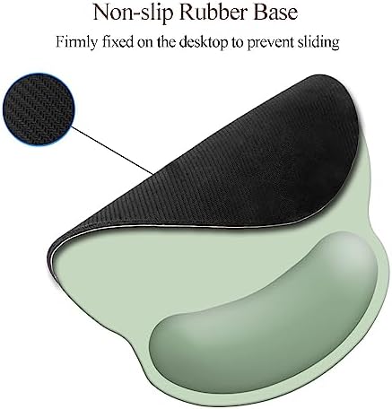 Wrist Rest Support Mouse Pad,Ergonomic Memory Foam Mouse Mat 9x10in Non-Slip Rubber Base Pain Relief Mousepad for Computer, Laptop(Light Green Foam)