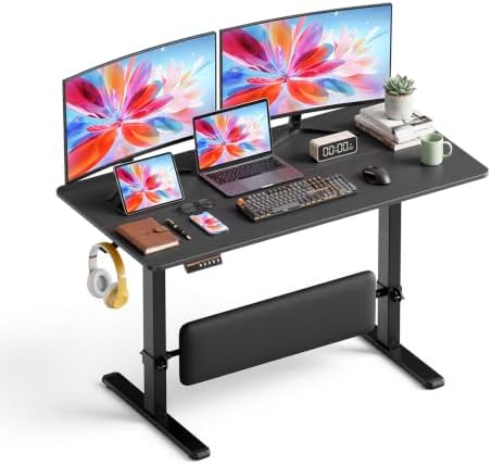MALOL 47" x 24" Electric Standing Desk with Adjustable Footrest, Black