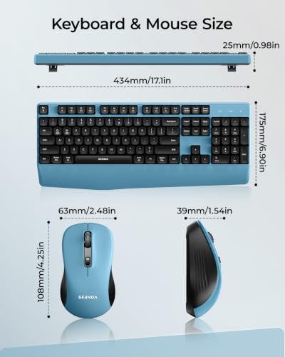 seenda COE200 Wireless Bluetooth Keyboard and Mouse Combo with Wrist Rest