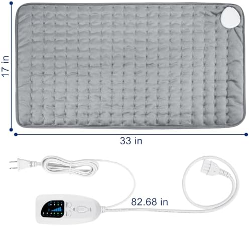 33"x17" Electric Heating pad for Back Neck Shoulder Knee Arms Legs- Electric Heat Pads with 6 Heat Settings & Auto Shut Off &Dry/Moist Heat Heating Pad for Birthday Mother Father Gril Men Women