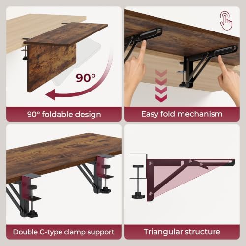Desk Extender Tray, 30"×11,81" Clamp-On Arm Rest Shelf