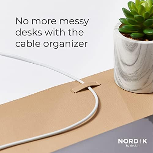 Nordik Leather Desk Mat -Champagne Beige- Large Leather Desk Pad 35x17 in