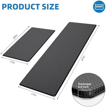 Kitchen Mats for Floor, [2PCS] Anti-Fatigue Kitchen Rugs, Black