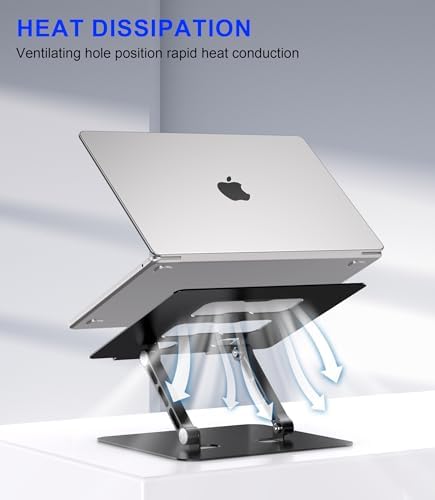 Adjustable Laptop Stand,Ergonomic Foldable Notebook Computer Holder.Compatible with MacBook iPad Dell HP Lenovo ThinkPad Acer ASUS Samsung and More 10-17" Laptops Tablets,Black