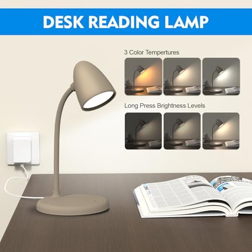 LED Desk Lamp for Home Office,Dimmable Table Lamp 3 Light Colors
