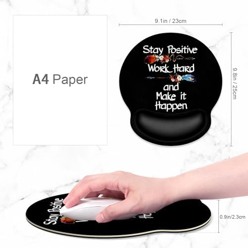 ITNRSIIET Ergonomic Mouse Pad with Wrist Support Wrist Rest Smooth Surface Non-Slip Rubber Base Comfortable Office Supplies Pain Relief, 9.8 x 9.1 inches, Inspirational Quote Black