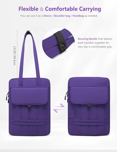 HYZUO 13.3-14 Inch Puffy Laptop Case Sleeve Padded Handbag, Midnight Purple