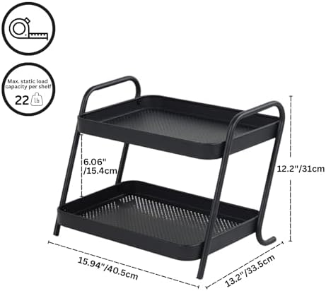 2-Tier Desk Organizer Multifunctional Storage Shelves for Office, Dresser, Kitchen, Stylish Organizer for Cosmetics, Office Supplies, Food, Compact, Durable, Space-Saving Design for Women