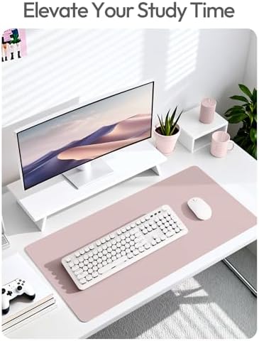 YSAGi Leather Desk Pad Protector, Office Desk Mat, Large Mouse Pad, Non-Slip PU Leather Desk Blotter, Laptop Desk Pad, Waterproof Desk Writing Pad for Office and Home(Grayish Lavender, 47" x 17")