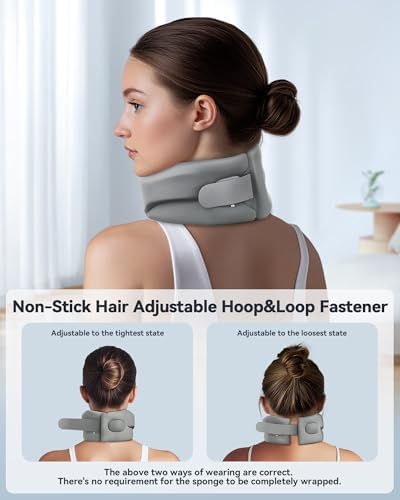 Neck Brace Cervical Collar - Neck Support Brace for Sleeping, Soft Foam Wraps Keep Vertebrae Stable and Aligned for Relief of Cervical Spine Pressure Gray Small(10.6-12.6 Inch)