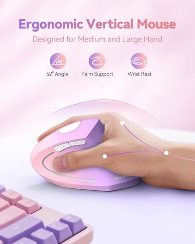TECKNET 2.4G Ergonomic Mouse Vertical Wireless 4800 DPI Carpal Tunnel Mouse