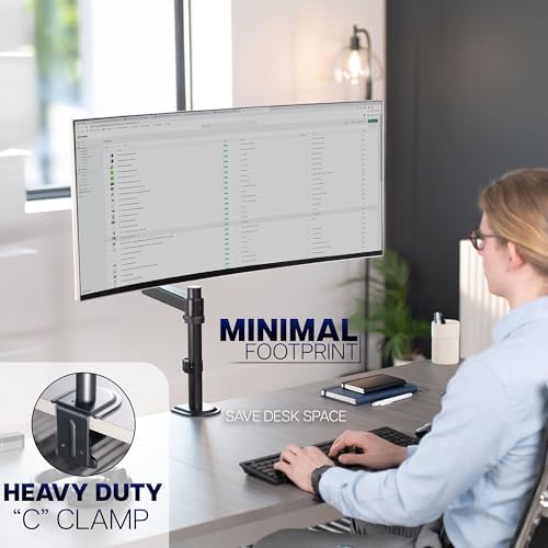 VIVO Heavy Duty Articulating Single Pneumatic Spring Arm Desk Mount Stand, Fits 17 to 40 inch Standard Screens or Ultrawides up to 26.4 lbs with Maximum VESA 100x100mm, STAND-V101H