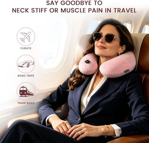 Keemall Inflatable Travel Neck & Shoulder Pillow for Airplanes&Long Trips