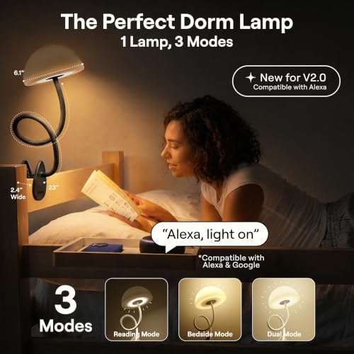 Smallish Shroommate Clip On Light for Dorm Room - 2.0 (Black)