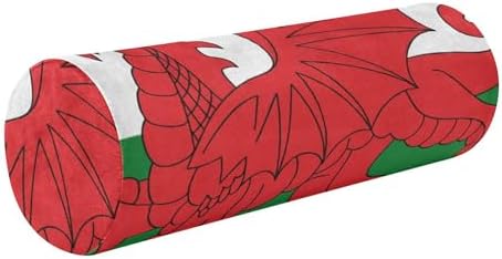 Bolster Pillow for Legs Firm Neck Roll Pillow Round Pillow Insert Cervical Cylinder Neck Support Car Wales Flag Welsh National Dragon