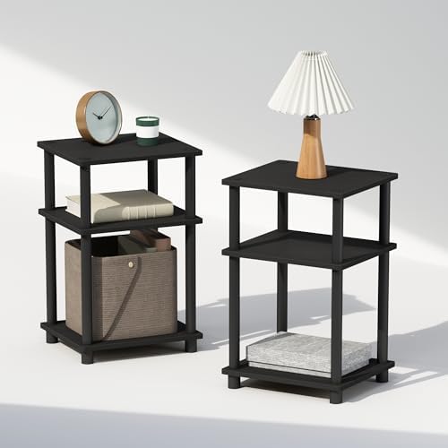 Furinno JUST Set of 2 Toolless 3-Tier Night Stand, Americano