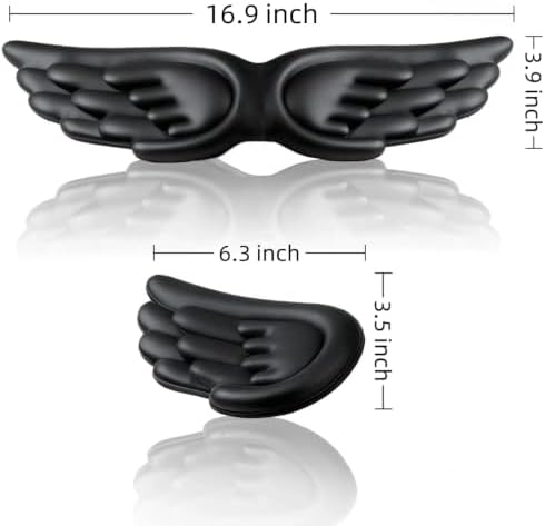 inbesk Angel Wing Wrist Rest Ergonomic Memory Foam Wrist Rest for Computer Keyboard Mouse Set, Cute Gaming Keyboard Cushion Hand Support PU Leather Surface Anti-Slip Waterproof Dirt Resistant (Black)