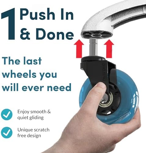 Lifelong Office Chair Wheels Replacement, Heavy Duty, Blue, 5-Pack