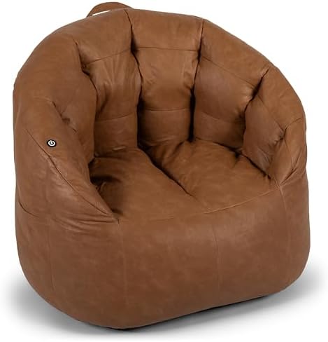 Big Joe Milano Beanbag Chair with Vibe Caramel Montana Leather